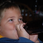 Patrick drinking his beer.  This is number 2.  We told him to slow down.
