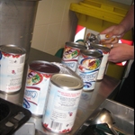 all the cranberry sauce we opened..12 cans