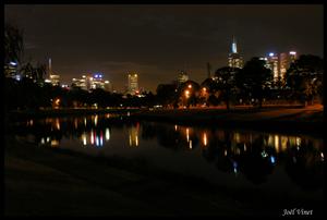 Night view of Melbourne from our dinner table