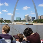 on a ship down the Mighty Mississippi at the Arch