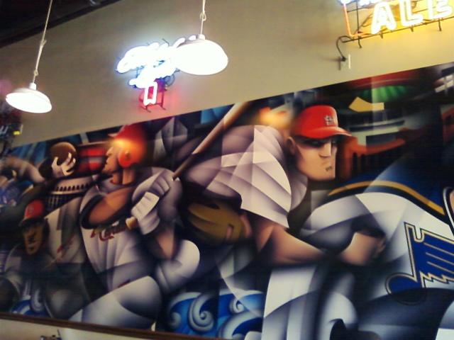 a  mural on the wall at O'Aces
