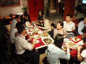 Sitting down to eat their food