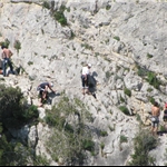 Nearby rock climbers on the way to ....