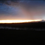 Sunset as we ride into Mongolia