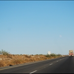 Driving through the desert