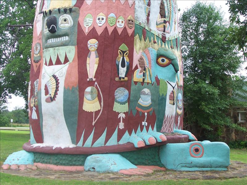 the base of the 90-foot totem pole