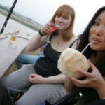 Ellen & Febbie enjoy a drink at the FCC.