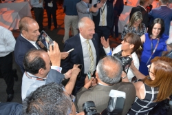 Claes Nilsson fields questions from global media.