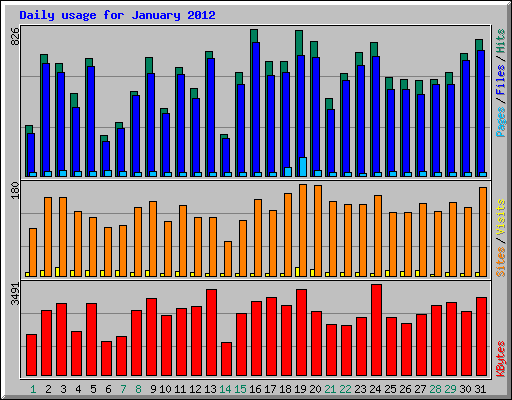 Daily usage for January 2012