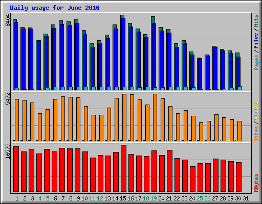 Daily usage for June 2016