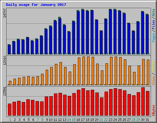 Daily usage for January 2017
