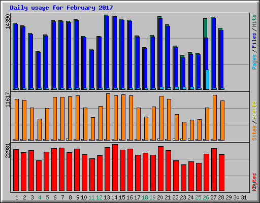 Daily usage for February 2017