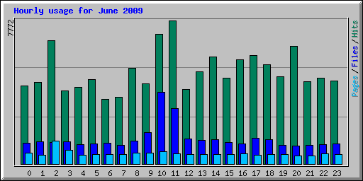 Hourly usage for June 2009