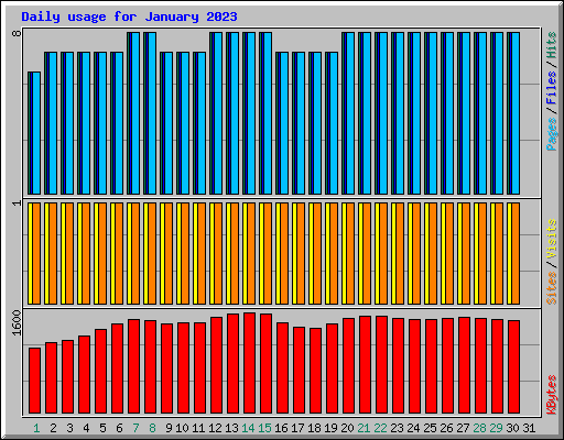 Daily usage for January 2023