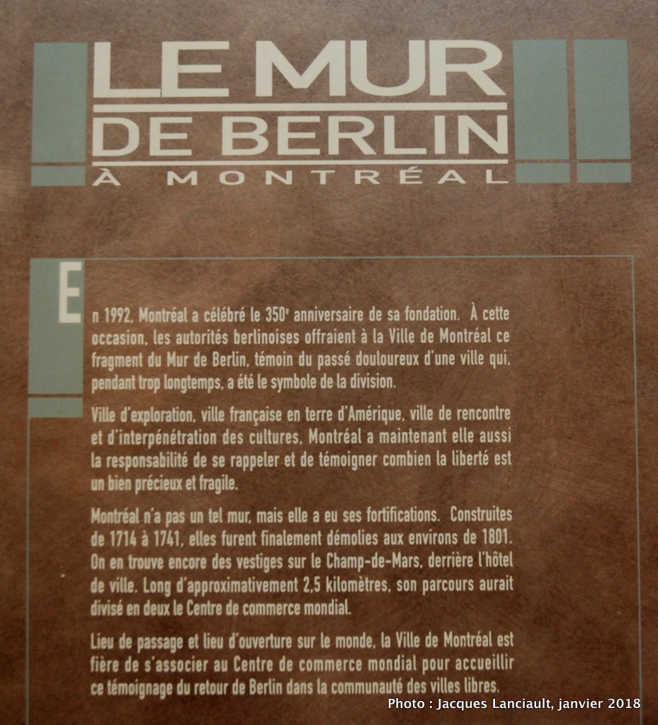 « Segment du Mur de Berlin... à Montréal »