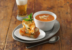 Muir Glen Creamy Tomato Soup with Grilled Cheddar-Basil Sandwiches