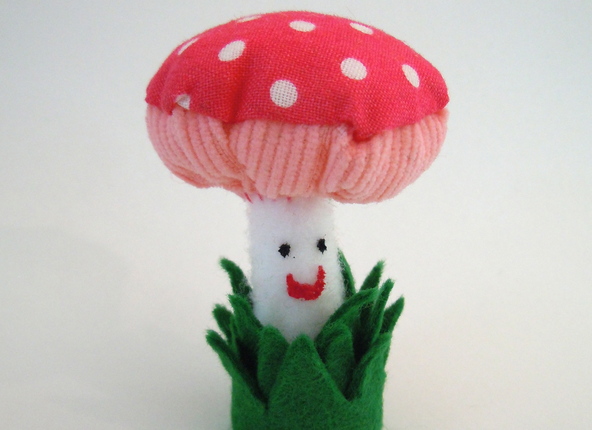Happy Pink Plush Mushroom