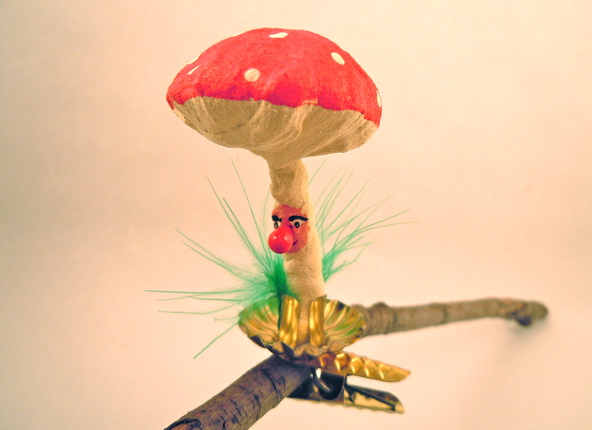 Spun Cotton Mushroom Clip Ornament