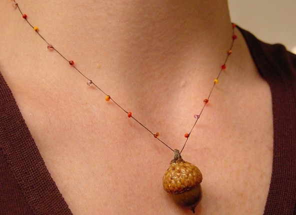 Beaded Acorn Necklace