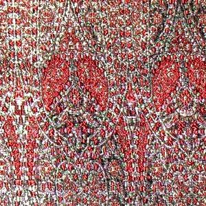 SILK BROCADE PATTERNED - SILVER RED  [BR724]