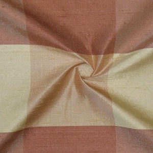 SILK DUPIONI PLAIDS - CORAL BLUSHPINK L.YELLOW  [DMP460]