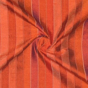 SILK DUPIONI STRIPES - ORANGE BLAST [DMST123]
