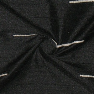 SILK DUPIONI EMBROIDERED-LIGHT - ONYX  [EMBL188]
