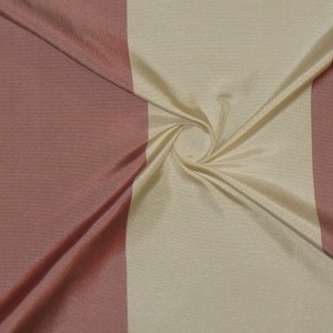 SILK TAFFETA STRIPES - BUFFALO STRP ECRU/FR BURGANDY [TFS410]