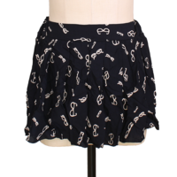 Dark Navy Blue Glasses Print Cotton Mini Skirt