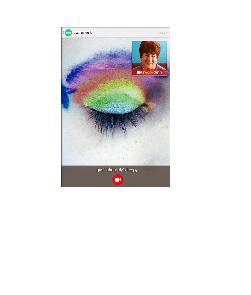 Parents, grandparents and loved ones can leave voice, video or text comments on each memory to enrich it with love.