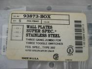 Eagle 93873 3 Gang Jumbo Stainless Non-Mag Plate Qty 5