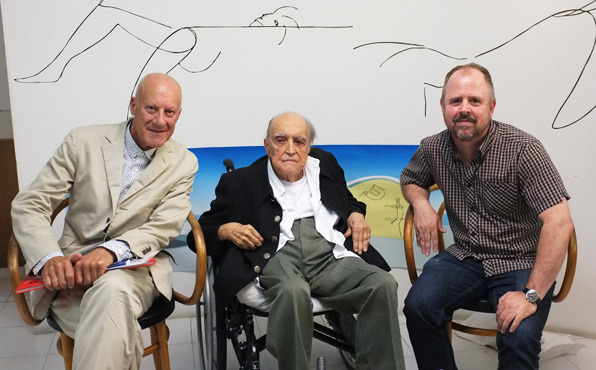 Director Gary Hustwit (right) with architects Sir Norman Foster & Oscar Niemeyer