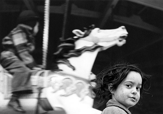 Gypsy girl With Carousel, Coney Island, NY