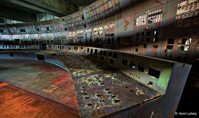 The control room of Chernobyl reactor No. 4.