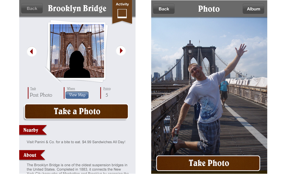 Brooklyn Bridge Adventure: Take a scenic photo with someone in it.