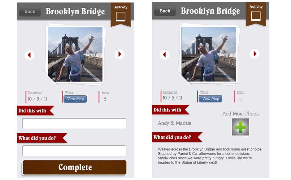 Add info like Who You Did This With, and What Else You Did while you were there. All this info will be added to your activities page for your friends and followers to see.