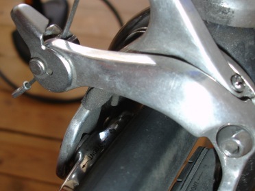 A quick release lever with brakes disengaged