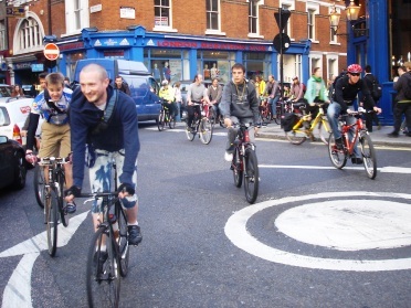 A recent Critical Mass goes through Covent Garden