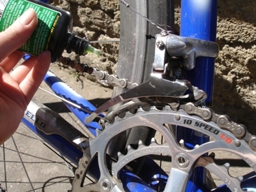 You should lubricate your chain regularly to keep it in good condition