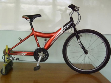Bike with roller instead of back wheel. Bike with roller instead of back wheel.