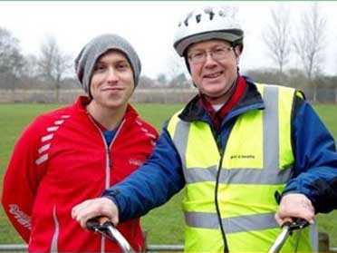 Russell Howard and Fred Ellis, founder of Pedal4Health