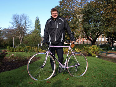 Matthew House shows off his prize Witcomb road bike Matthew House shows off his prize Witcomb road bike
