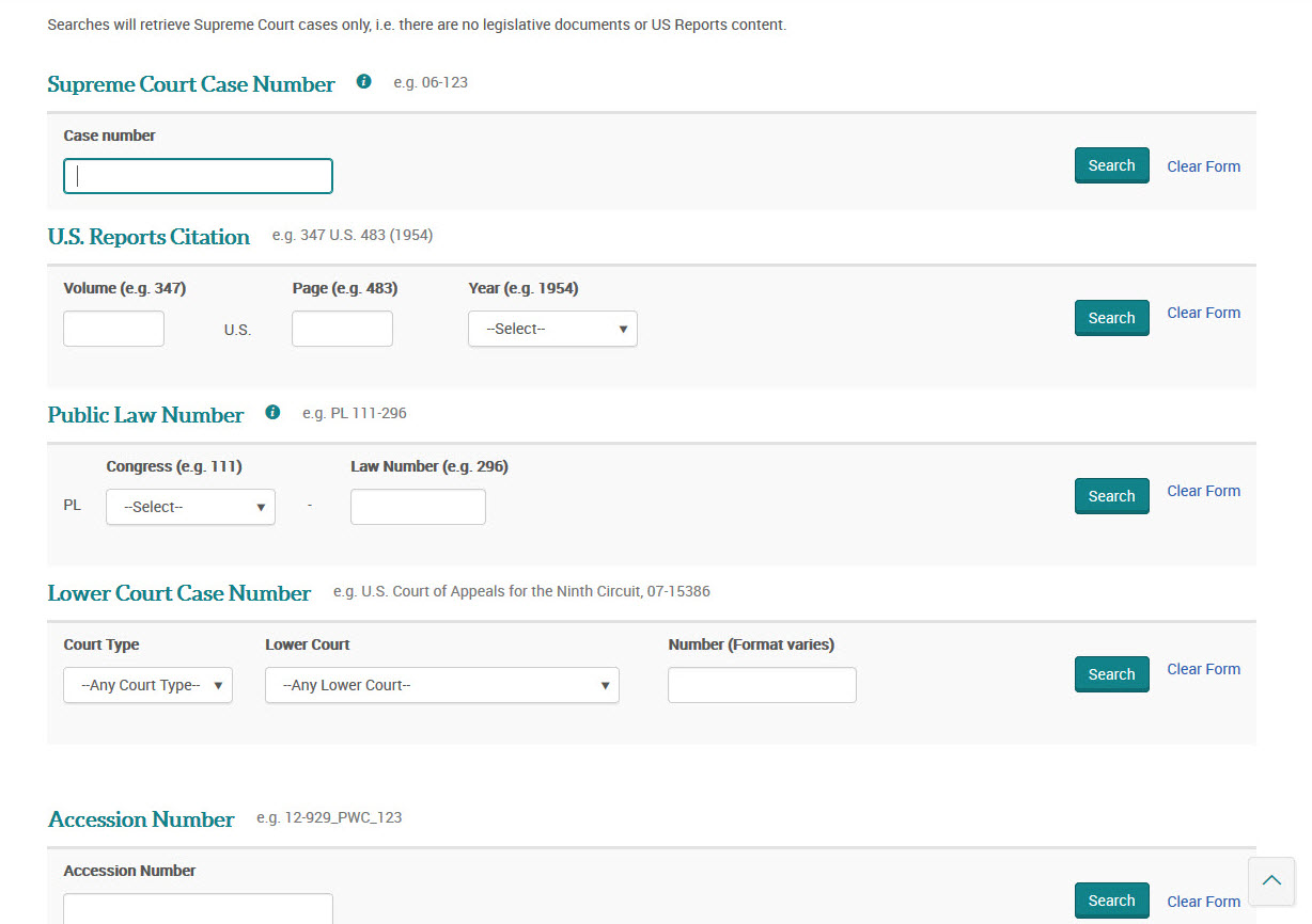 Supreme Court Insight - Search by Number page