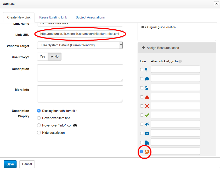 insert a link with icon