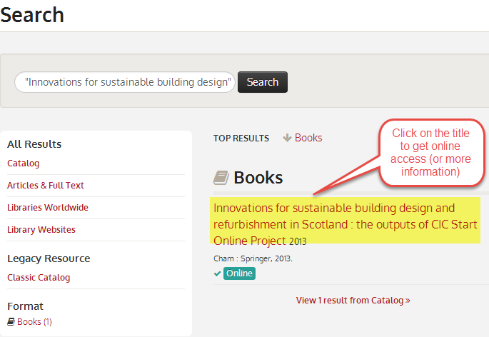 specific book search results