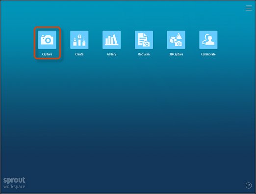 Figure : Capture button on the Sprout workspace