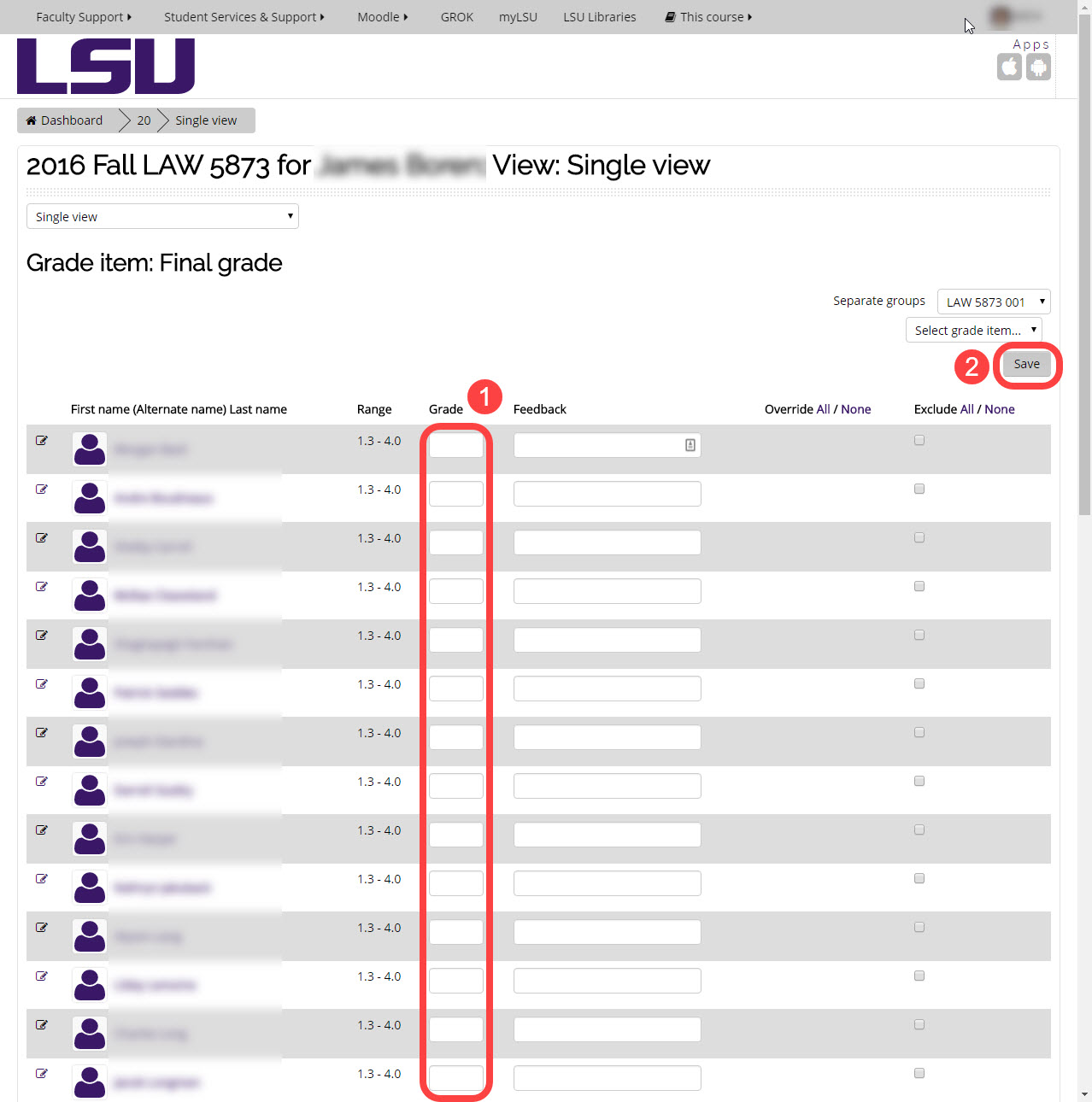 How to Post Grades in Seminars Moodle Research Guides at Louisiana