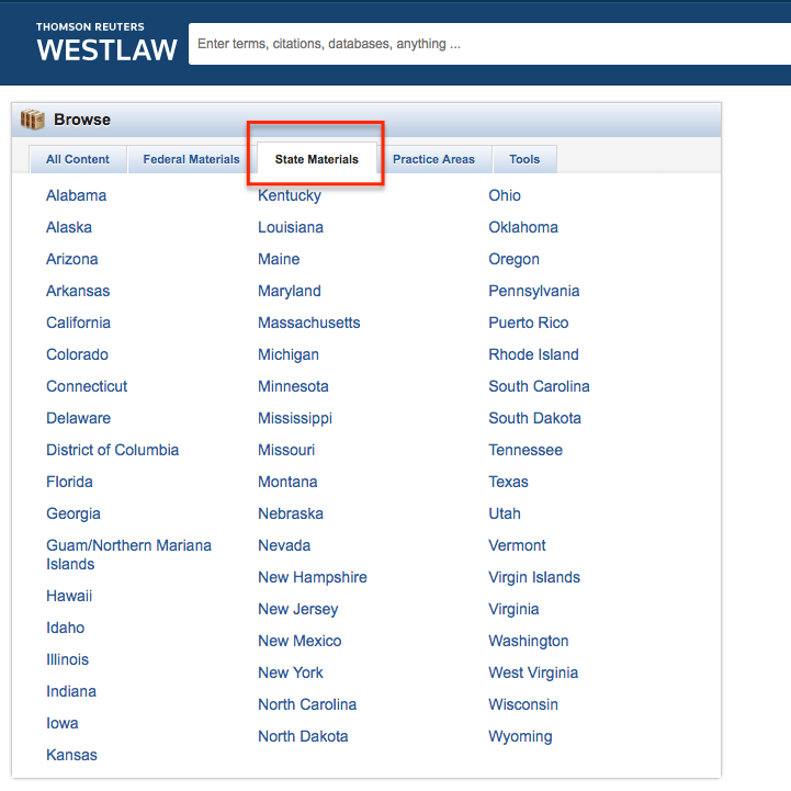 Go to State Materials Tab