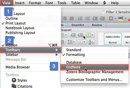 how do i get endnote toolbar in word for mac