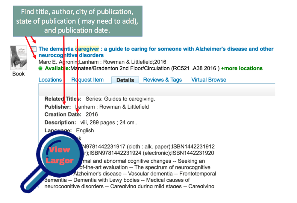 Explanation &amp; Example APA Book &amp; eBook LibGuides at